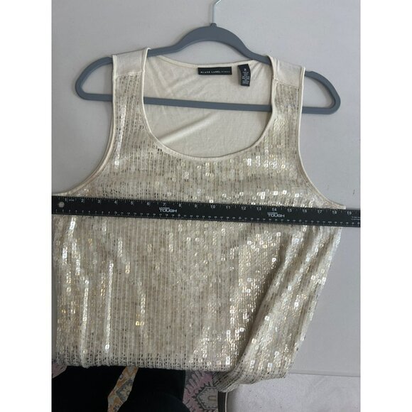 Chico's Black Label Sz 2 (US L US 12) Beige Sequin Sleeveless Tank Top - Picture 5 of 5